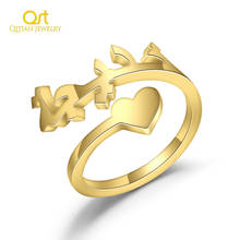 Anéis de nome personalizado cor de ouro personalizado árabe anel coração sprial para as mulheres de alta qualidade aço inoxidável masculino jóias não se desvanece 2024 - compre barato