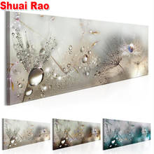 Pintura em diamante bricolagem tamanho grande 5d flor transparente com gota água kits de ponto cruz mosaico diamante bordado artesanato moderno 2024 - compre barato