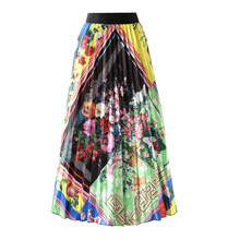 2021 Spring Summer New Fashion Printed Pleated Skirt Female Tide Long Section Elastic Waist Skirt Big Swing Mid-length Skirts 2024 - buy cheap