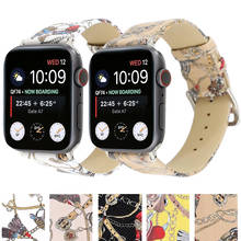 Mais novo corrente de couro banda wist para apple watch 38/40/42/44mm pulseira para iwatch série se 6 5 4 3 pulseira acessórios 2024 - compre barato
