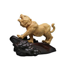 Boxwood madeira tigre rugido auspicioso decoração de madeira maciça escultura do zodíaco animal tigre decoração artesanato feng shui presente criativo 2024 - compre barato