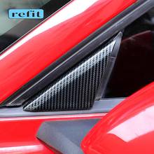 Adesivo triangular para janela de carro, de fibra de carbono padrão, 15-20, ford mustang, acessórios externos 2024 - compre barato