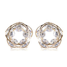 Blucome ajuste CZ Zirconia PendientesPendientes de diamantes de imitación brillantes redondos de cobre Pendientes estilo coreano 2024 - compra barato