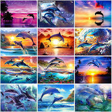 DIY Dolphin 5D Diamond Painting Full Square Drill Animal Diamond Embroidery Cross Stitch Resin Mosaic Home Decor Wall Art Gift 2024 - buy cheap