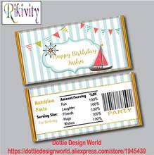 Nautical Birthday Party Favors Candy Bar Hershey Chocolate Wraps Sticker Mint Green Water Bottle Labels Baby Shower Decoration 2024 - buy cheap