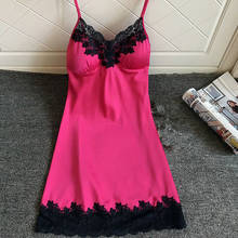 Summer Lace Patchwork Nightgowns Women Sexy Sleepwear Sleeping Dress Padded Nightdress Summer Pijamas 2024 - buy cheap