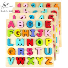 Brinquedos de madeira 3d, alfabeto digital, jogo auxiliar para ensino montessori, quebra-cabeças educativo infantil, presente de aniversário 2024 - compre barato