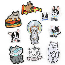 Patches bordados de animais, patches para aplique a roupa de desenho animado para cachorro e gato. adesivos para decoração de jaquetas 2024 - compre barato