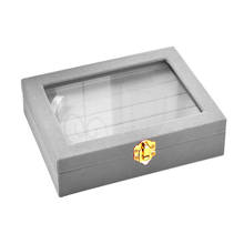 4Slots Velvet Display Case Box Earring Ring Organizer Jewelry Tray Cufflink Storage Showcase With Clear Glass Lid-Grey/Black/Red 2024 - buy cheap