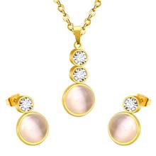 LUXUKISSKIDS Necklace Earring Jewellery Sets Stainless Steel Opal Pendant Necklace dubai jewelry sets For Women Party Christmas 2024 - buy cheap