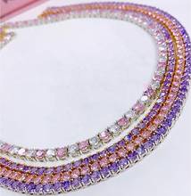 Luxury New Fashion Iced Out Bling Big Carat Round Cut White Pink Cz Tennis Charm Choker Necklaces For Women Girl Wedding Jewelry 2024 - buy cheap