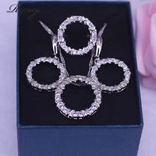 Conjunto de joyería de plata 925 redonda de alta calidad, anillo de circón blanco, pendientes, colgante, collar, conjunto de joyería al por mayor 2024 - compra barato