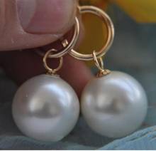 Fashion jewelry Free Shipping   Beautiful AAA Grade 16mm White Shell Pearl Round Beads Dangle Earrings jewerly 2024 - buy cheap