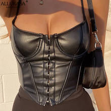 Women's Corset Sexy PU Leather Bustier Crop Top Lady Fashion Sleeveless Strap Camis Clubwear Low-cut Slim Summer Tank Tops 2021 2024 - buy cheap