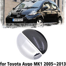 Capa de maçaneta de carro em fibra de carbono, preto, cromado, abs, acessórios para toyota aygo mk1 2005 ~ 2013, 2006, 2007 2024 - compre barato