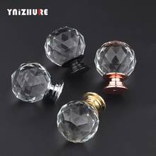 YNIZHURE Clear Crystal Glass Knobs Black Base Cupboard Pulls Drawer Knobs Kitchen Cabinet Handles Furniture Handle Hardware 2024 - buy cheap