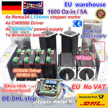 EU free VAT 4 Axis NEMA34 Stepper Motor Dual shaft 1600oz-in 12N.m CNC Controller Kit for Large size CNC Router Milling Machine 2024 - buy cheap