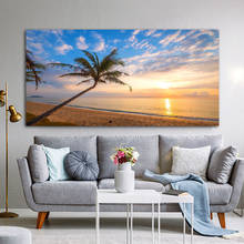 Póster de paisaje de playa y mar, imágenes HD de puente de sol y árbol, decoración Hoom, impresiones en lienzo, pintura de pared para sala de estar, Cuadros de paisaje 2024 - compra barato