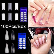 100Pcs/Box French False Nails Stiletto Fake Nail Long Acrylli Art Nail Salon C Curve 10 Size Nail Tips 2024 - buy cheap