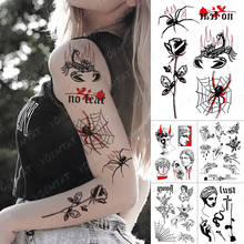 Водостойкая временная татуировка, наклейка на Скорпион, паук, роза, огонь, старая школа, флэш-татуировки, красное тело, искусственная татуировка на руку для женщин и мужчин 2024 - купить недорого