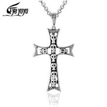 EyeYoYo Punk Skull Devil Head Pendant Alternative Cross Men's Titanium Steel Necklace 2024 - buy cheap