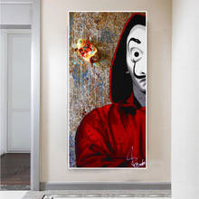 Poster da série televisiva la casa de papel, máscara grafite homem e impressões, imagem de filme em tela para sala de estar, pintura de arte em decoração de parede 2024 - compre barato