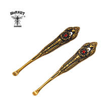 HORNET Metal Snuff Spoon Sniffer Snorter  Luxury Brass Pharaoh's Pattern Powder Hoover Hooteer Snuff Tobacco Pipe Shovel 2024 - buy cheap