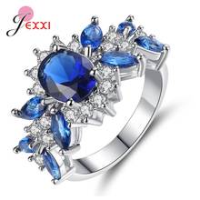 Green/Blue Round AAAA+ Zirconia Real 925 Ster;ling Silver Ring Women Fine Jewelry Bijoux CZ Finger Ring Wedding Ring 2024 - buy cheap