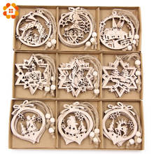 12PCS/Box Vintage Hollow Christmas Wooden Pendants Ornaments Christmas Party Decorations Christmas Tree Ornaments Hanging Gifts 2024 - buy cheap