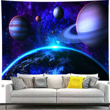 Psychedelic Purple Planet Tapestry Wall Fabric Hanging Galaxy Universe Star Ring Wall Carpet Meteor Shower Livingroom Decoration 2024 - buy cheap