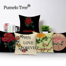 Capa de travesseiro decorativa de linho, capa de almofadas com flor para sofá, decoração, 45x45cm, almofadas decorativas para sofá 2024 - compre barato