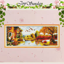 Golden Scenery(3) Counted Cross Stitch 11CT 14CT Cross Stitch Sets Wholesale Scenery Cross-stitch Kits Embroidery Needlework 2024 - buy cheap