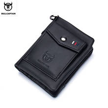 BULLCAPTAIN genuine leather men's business wallet first layer cowhide multi-function multi-card slot wallet zipper coin purse 2024 - buy cheap