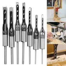 7pcs 1/4 to 1/2 Square Hole Drill Bit 45 Steel Mortising Drilling Woodworking Tools 2024 - buy cheap