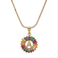 2020 nova za moda 26 inglês alfabeto pingentes colares mulheres de luxo cristal strass círculo carta colar feminino dourado 2024 - compre barato