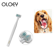 Escova de dentes para animais de estimação, escova de cabeça dupla para limpeza de gatos e cães, almofada para cuidados com os dentes 2024 - compre barato