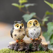 Bonsai Pots Home Fairy Garden Ornament Decoration Moss Terrarium Decor Cute Owls Animal Resin Miniatures Figurine Craft 2024 - buy cheap