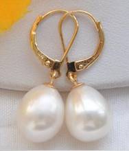 Joyería noble de oro amarillo de 14K, pendientes de perlas marinas AAA enorme + 10-13mm, blanco, Sur, envío gratis 2024 - compra barato