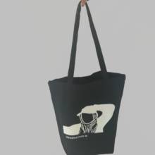 Fashion 500pcs/lot Eco Reusable Black Printing Your logo  Canvas bag Cotton Pouch  with Custom Handle 2024 - buy cheap