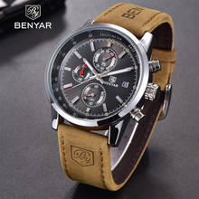 Top Brand BENYAR Luxury Sport Mens Watches Chronograph Waterproof Quartz Leather Watch Men Relogio Masculino erkek saati BY-5102 2024 - buy cheap