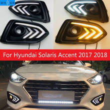 Para hyundai solaris accent 2017 2018 novo estilo transformar amarelo relé de sinal 12v carro drl lâmpada à prova dwaterproof água led luz circulação diurna 2024 - compre barato