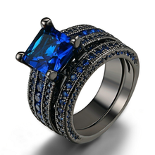 Exclusivo anel de noivado preto banhado a prata, com zircônio cúbico, joias com design atrativo 2024 - compre barato