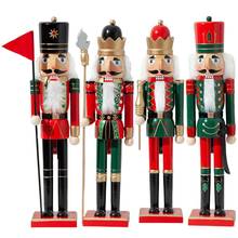 Decorações de natal para casa fantoches de madeira nutcracker rei soldado jóias decoração do quarto das crianças ornamento 50cm/38cm 2024 - compre barato