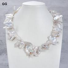 GuaiGuai ювелирные изделия 15x22 мм большой 18 ''Пресноводный Культивированный белый Keshi жемчуг ожерелье 2024 - купить недорого