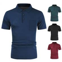 Men's Polos Shirts Solid Color Short Sleeve Business Polos Tees Men Summer T Shirt Lapel Tops Men Polos Homme mens Clothing 2024 - купить недорого