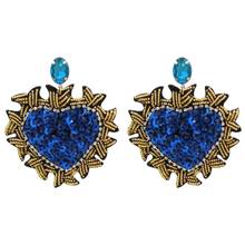 Oorbellen-pendientes colgantes con forma de corazón para mujer, aretes grandes de cristal, estilo bohemio, hechos a mano, joyería al por mayor 2024 - compra barato