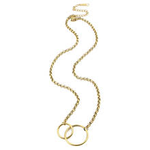 Collar con colgante de doble círculo para mujer, cadena pequeña, joyería de Color dorado y plateado de alta calidad, regalo de moda 2024 - compra barato