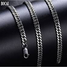 BOCAI new s925 pure silver men necklace 5mm double buckle horsewhip chain retro Thai silver fashion simple trend boss chain 2024 - buy cheap