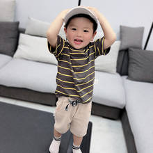 2021 New Striped Children Clothing Sets Toddler Boy Clothes Sets Kids Outfits T-shirt+Shorts 2 Pieces Boys Clothes For 1-5 Age 2024 - buy cheap