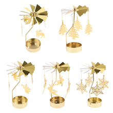 5 pçs decoração de natal rotativa vela chá luz titular castiçal ouro 2024 - compre barato